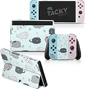 Tacky Design Chubby Cats Skin Compatible with Nintendo Switch OLED Skin - Vinyl 3M Cute Kawaii Nintendo Switch OLED Stickers Set - Switch OLED Skin for Console, Dock, Joy Con Wrap - Decal Full Wrap