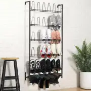 5-Tier Dark Brown Metal 18 Pair Boot & Shoe Storage Wall Rack Organizer Stand