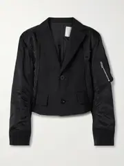 [Sacai] Sacai - Cropped Paneled Canvas And Shell Jacket - Black - 4 4 Black