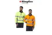 KingGee Mens Hi Vis Reflective 1/4 Zip Safety Tough Work Warmer Fleece K55040