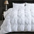 Feather Comforter King Size Duvet Insert, Luxury Fluffy White Pinch Pleat