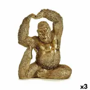 Decorative Figure Yoga Gorilla Golden 14 x 30 x 25.5 Cm 3 Units
