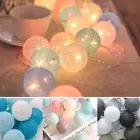300CM 15LED Cotton Ball Globe Garland String Fairy Lights Wedding Christmas Home
