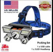 A1 5 LED Headlamp USB Rechargeable Headlight Super Bright Head Flashlight
