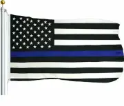 Thin Blue Line American Flag 3x5 US Black & White Police Policemen Support 150D