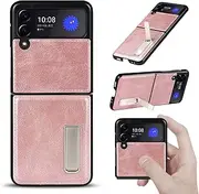 Cavor Crazy Horse Leather Case for Samsung Galaxy Z Flip3 5G 6.7'' Cover Case Ultra Thin Lightweight Anti-Scratch Shockproof Mobile Phone Cases with Kickstand-Rose