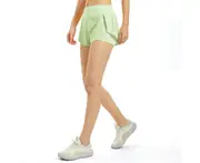 Running Workout Shorts Womens 2 in 1 Athletic Gym Short High Waisted with Pockets green