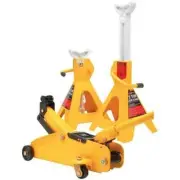 2 Ton Trolley Jack Stand Combo Set Compact Light Heavy Duty Steel Car Truck Lift