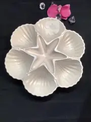 Sigrid Olsen Chip Dip Platter Pearlized Melamine Starfish Clam Shell Shaped Tray