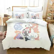 v2343 Bed Sheets Printed Gintama Bedding Set Anime Gintoki Sakata Duvet Cover Double Twin Full Queen King Adult Boys Bedclothes Quilt Cover 3-Piece Be
