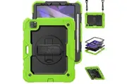 iPad Air 4th/5th Gen 10.9 inch Shockproof Case with Screen Protector Hand Strap Stand & Shoulder Strap-Black&Green