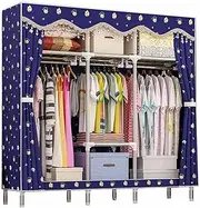 Portable Bedroom Wardrobe, Large Open Clothes Storage Organizer Wavy Lace Fabric Cupboard Storage Hanging Rail 169 * 167CM(Size:169 * 167CM,Color:B) (B 169 * 167CM)