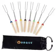 Marshmallow Roasting Sticks Extendable Camping Skewer for Fire Pit, Wooden