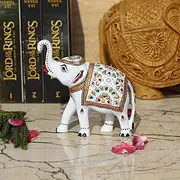 [Vintage Gulley] Meenakari Royal White Elephant I Hand-Enameled in Metal I Gift/Home Decor I Single I Living Room - 3 Inches