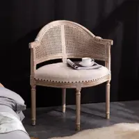 在飛比找ETMall東森購物網優惠-法式復古藤背美式椅子仿古做舊咖啡椅歐式沙發椅酒吧餐廳實木餐椅