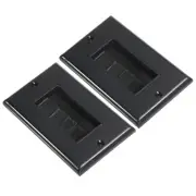 Brush Wall Plate Decoration Wall Panel Single Gang 114mmx70mm Black 2 Pcs