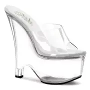 Pleaser Beau601/C/M Wedge-Pantolette Transparent Table Dance Pole Gogo Sexy