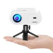 Milky White Mini Video Projector 1080P HD Portable Projector with Tripod