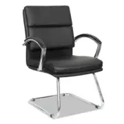Alera Alera Neratoli Series Slim Profile Guest Chair, Black Soft Leather, Chrome