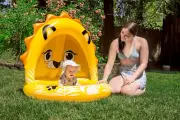 Inflatable Swimming Pool Kiddie Pool with Sun Shade, Baby Lion