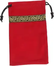 Kisangel Portable Tarot Card Bag Pouch with Drawstring Soft Velvet Tarot Deck Holder for Cards and Jewelry Storage Lightweight Embroidered Red Travel Pouch for Accessories and Cosmetics