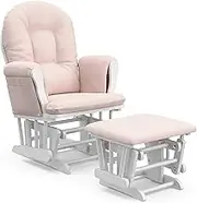 Stork Craft Hoop Glider and Ottoman, White/Pink