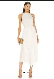 Vince Handkerchief Drape Halter Dress in Bone Size 2 New Satin Fabric $395
