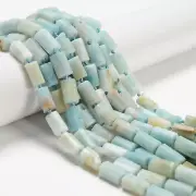 Natural Light Blue Amazonite Matte Faceted Cylinder Tube Beads 8x12mm 15.5'' Str