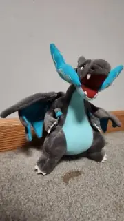 Mega Charizard X Plushie - 9 Inch Pokémon Plush with Posable Wings