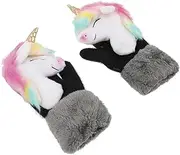 [LIFKOME] Cute Plush Gloves Unicorns Winter Gloves Soft Material Comfortable Fit for Boys and Girls Adults 1 Pair