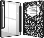 [FINTIE] Hybrid Slim Case for Samsung Galaxy Tab S10 FE/ S9 FE 5G 10.9 Inch/Tab S9 11 Inch with S Pen Holder, Shockproof Cover with Clear Transparent Back Shell, Auto Wake/Sleep, Composition Book