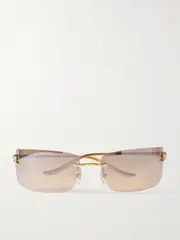 [Cartier Eyewear] Cartier Eyewear - Panthère De Cartier Rectangle-frame Rimless Gold-tone Sunglasses - One size One size Gold