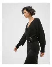 [Seed Heritage] Lofty Wrap Buckle Knit Jumper in Black