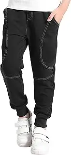 [FEESHOW] Kids Boys Cargo Pant Sweatpants Parachute Pants with Pockets Casual Jogger Sports