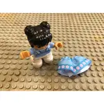 【點點小豆】LEGO 樂高積木 DUPLO 得寶 人偶 淺藍色 中國風 上衣 小女生 附布面裙 一個 全新 如圖！