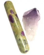 Beautiful Ruby Zoisite Massage Wand and Amethyst Geode Power Point - C*