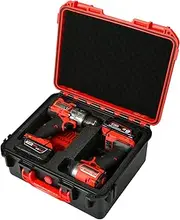 Case for Milwaukee M18 Drill & Driver: Storage Carrying Bag Tool Box for Milwaukee Tools, Waterproof Hard Case for Milwaukee Cordless Hammer Drill/Impact Driver/Battery/Charger (Red/Black Case Only),