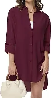 [Tanmolo] Women's Blouse V-Neck Shirt Blouse Long Sleeve Casual Shirt Button Up Long Sleeve Shirt Casual Tops Roll Up Tops