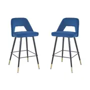 HomeStar Set Of 2 Delphi Velvet Fabric Kitchen Bar Stool - Blue