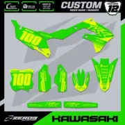 KAWASAKI MOTOCROSS GRAPHICS CUSTOM MX GRAPHICS KX KXF 125 250 450 BLOK GRN/YEL