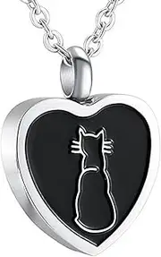 BIAIHQIE Cat Memorial Pets Ashes Urn Holder Cremation Necklace Keepsake Pendant for Men/Women Jewelry Funeral Casket Urn