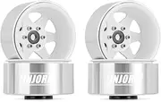 INJORA 1.9 Beadlock Wheel Rim Offset -8.9mm Metal Deep Dish Hub for TRX4 Axial SCX10 90046 UTB18 1/10 RC Crawler Car (White)