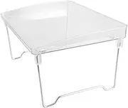 TOGEVAL Folding Multi Purpose Storage Rack for Kitchen Bathroom Transparent Two Desktop Organizer Space Saving Design for Home Office Dorm and Shops
