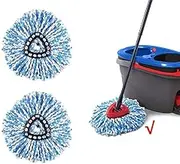 2 Pack Spin Mop Refill Replacement Head Compatible with Ocedar RinseClean 2-Tank System Spinning Mop - Microfiber Mop Replace Heads (Blue)