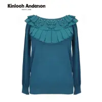 在飛比找momo購物網優惠-【Kinloch Anderson】圓領雪紡皺褶針織長袖上衣