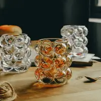 在飛比找樂天市場購物網優惠-個性創意浮雕珠點玻璃杯氣泡牛奶杯網紅果汁飲品洋酒威士忌紅酒杯