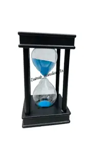 Blue Sand Hour Glass Home & Office Wooden Sand Timer 10 mint Blue Sandtimer