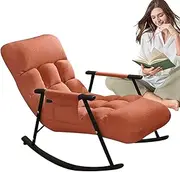 GEUGECY Rocking Recliner Reading Chair, Rocking Lounge Sofa Chair, Padded Seat Recliner Chair Rocker, Adjustable 5-Position Backrest Modern Lazy Chair, Glider Chair for Living Room, Nursery, Bedroom