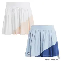在飛比找Yahoo奇摩購物中心優惠-Adidas 女裝 短裙 內裡緊身褲 排汗 白/藍【運動世界