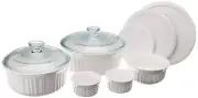 CorningWare French White 10-Pc Ceramic Bakeware Set with Lids, Chip and Crack...